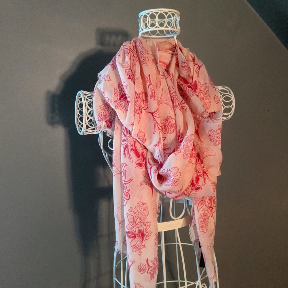 Floral Pink Flowers on Pink Scarf